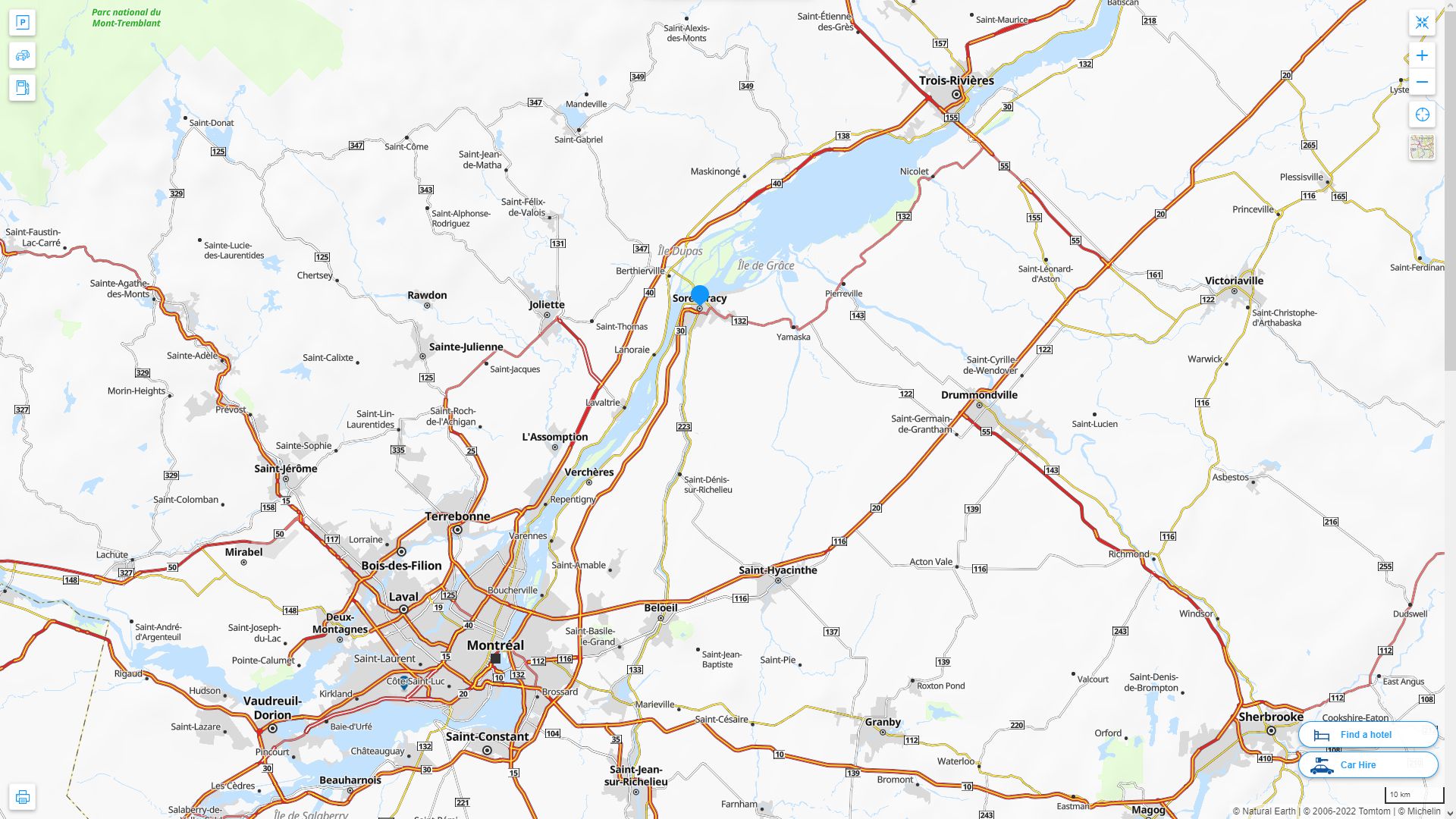 Sorel Tracy Canada Autoroute et carte routiere